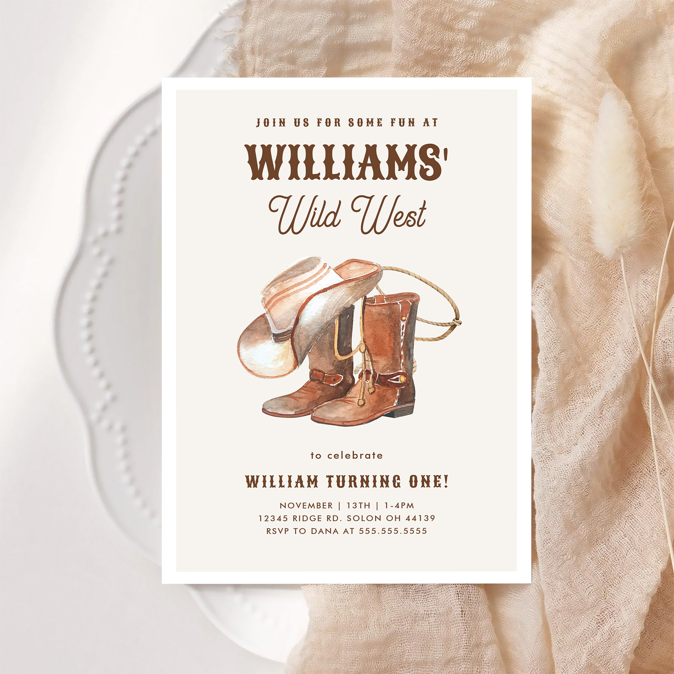 Wild West Modern Cowboy Western Boy Birthday Invitation - Image 6