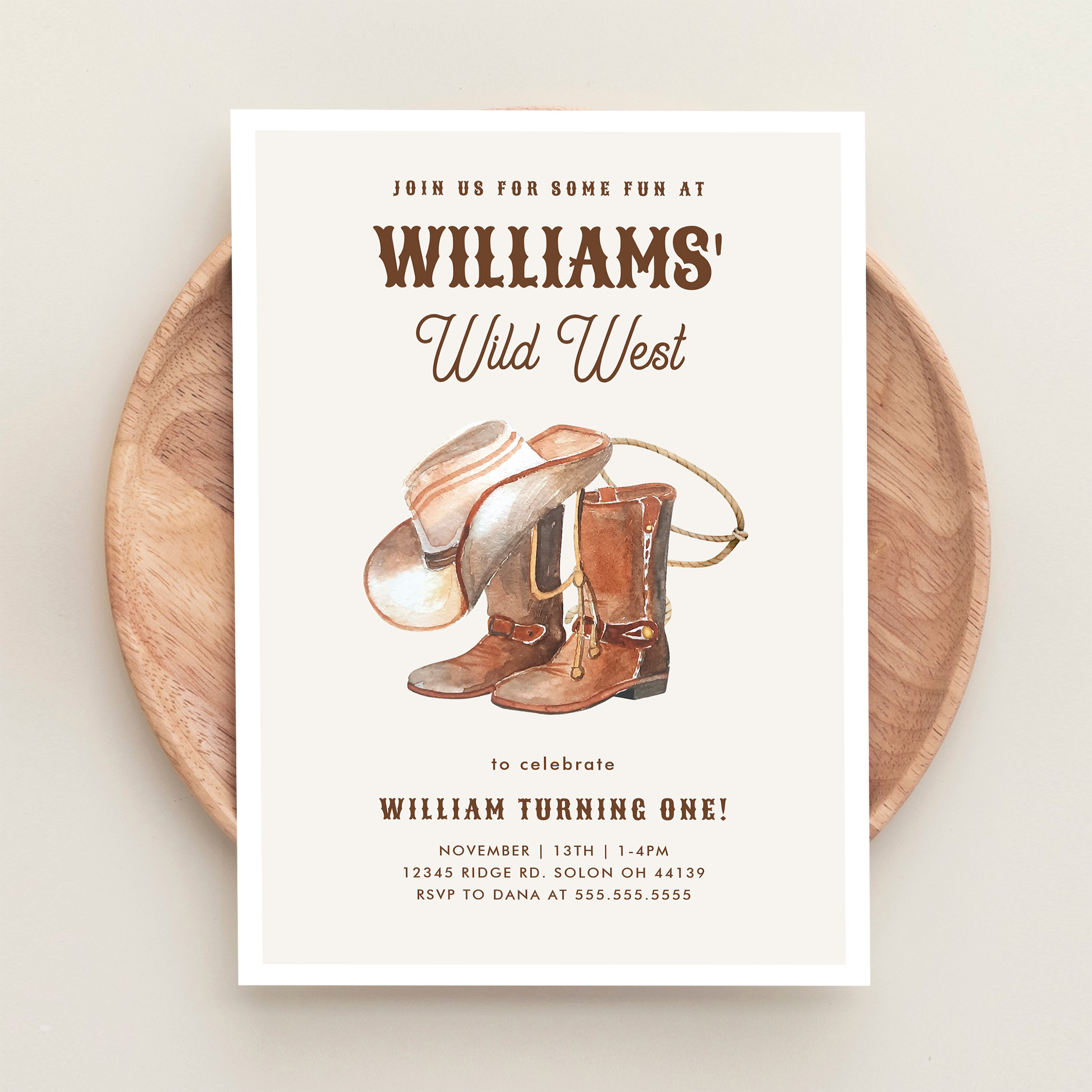 Wild West Modern Cowboy Western Boy Birthday Invitation - Image 7