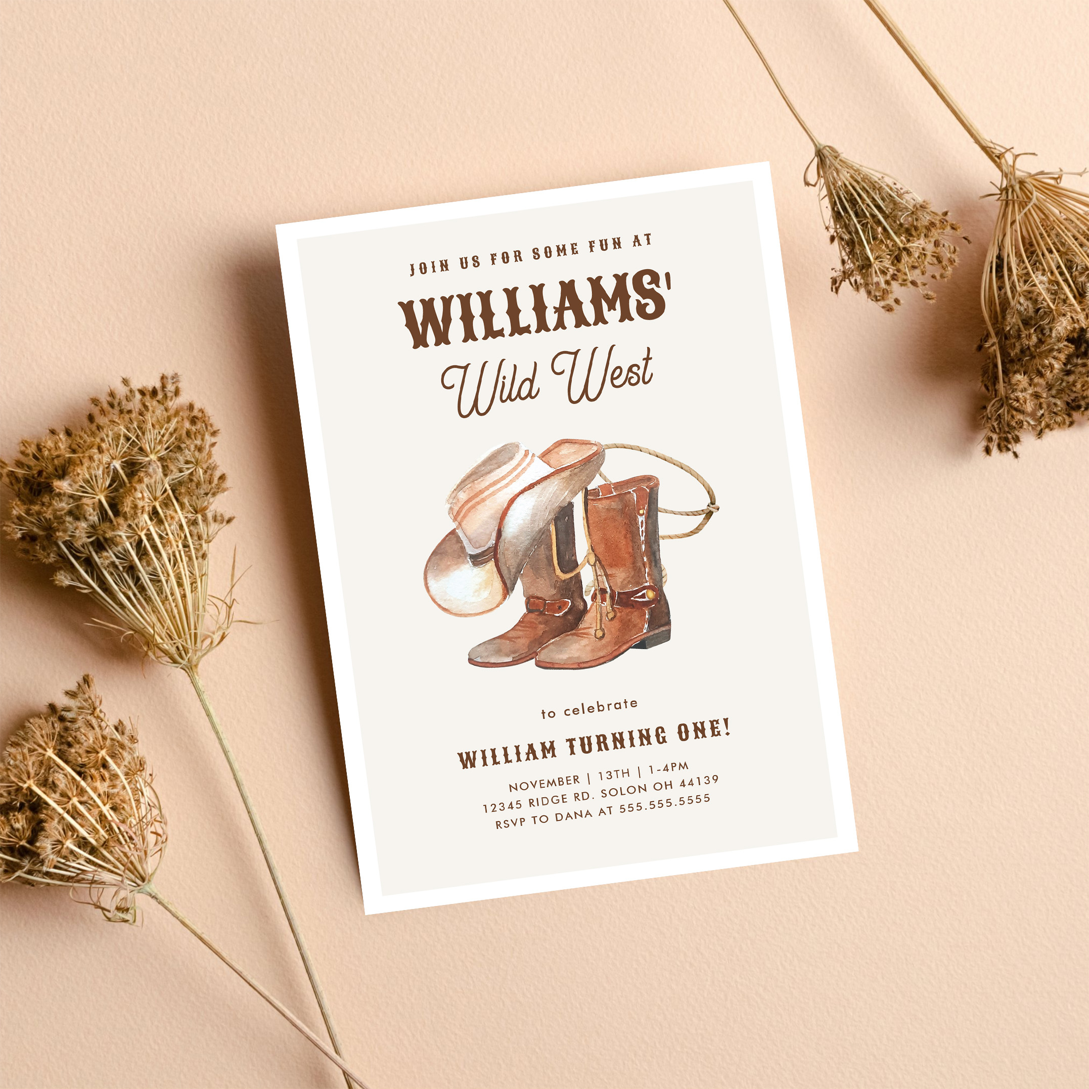 Wild West Modern Cowboy Western Boy Birthday Invitation - Image 8