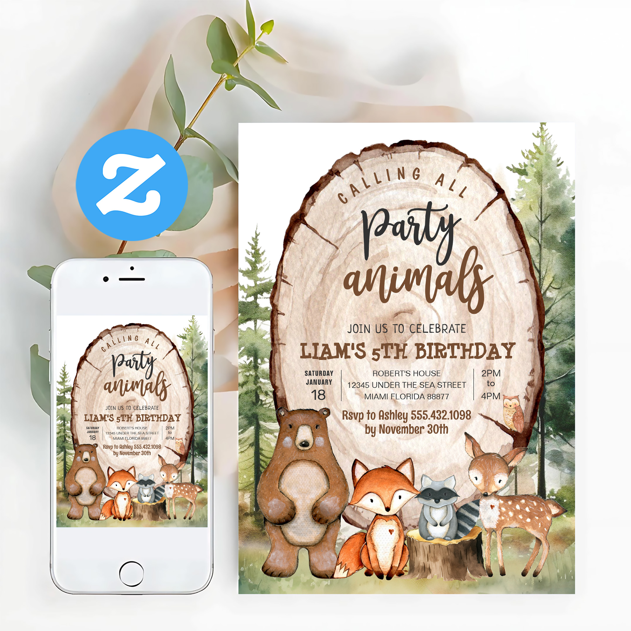 Woodland Animals Party Forest Birthday Invitation - Image 12