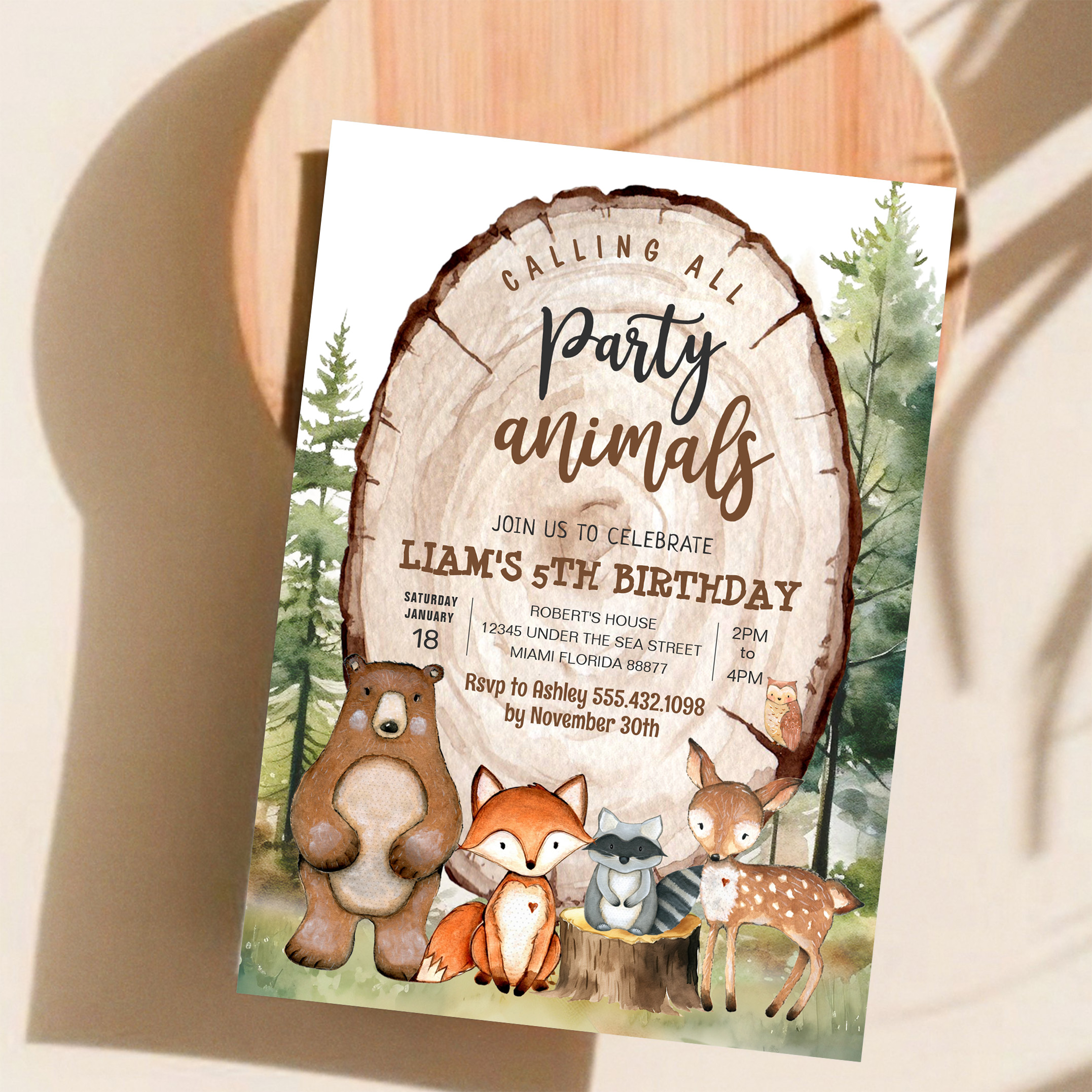 Woodland Animals Party Forest Birthday Invitation - Image 11