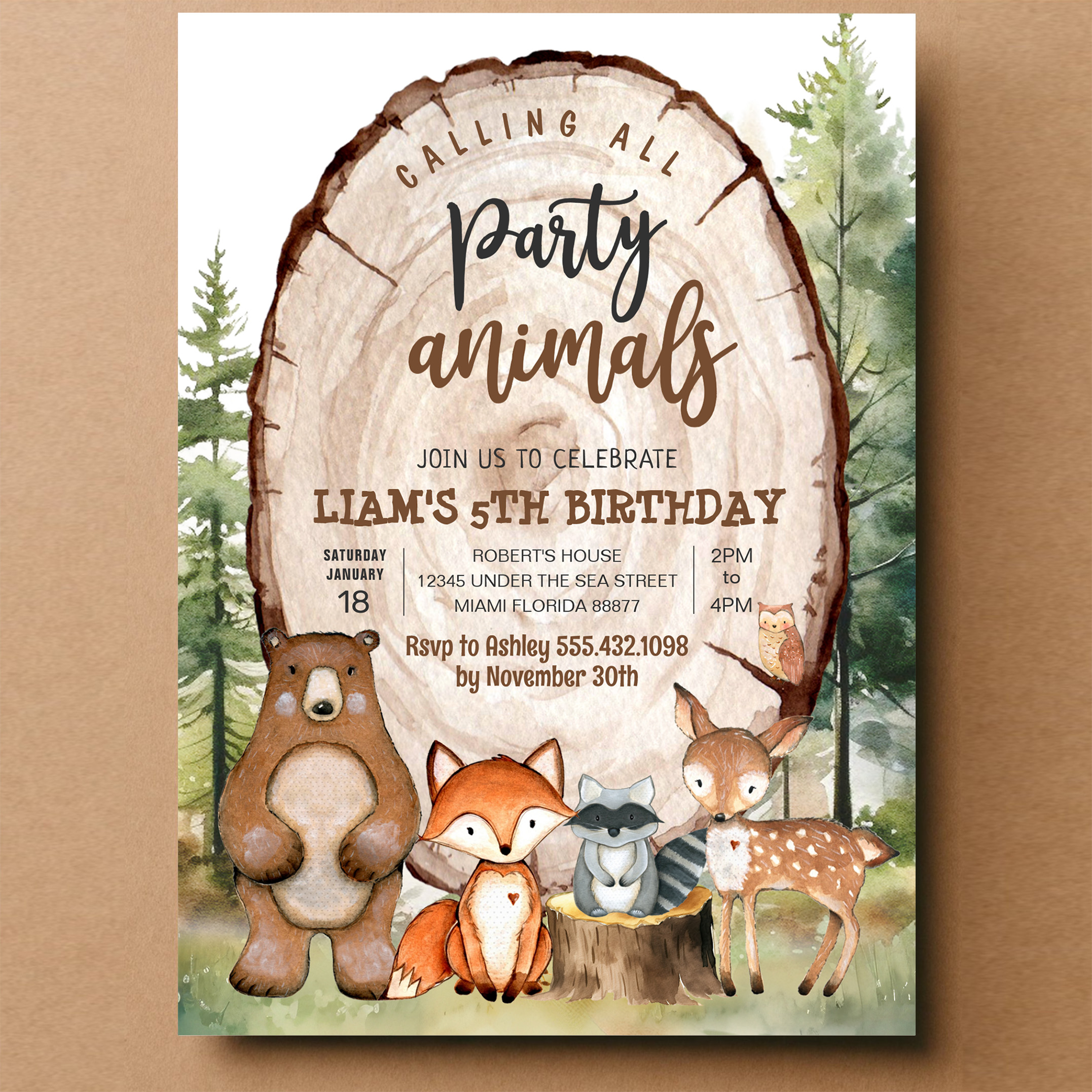 Woodland Animals Party Forest Birthday Invitation - Image 14