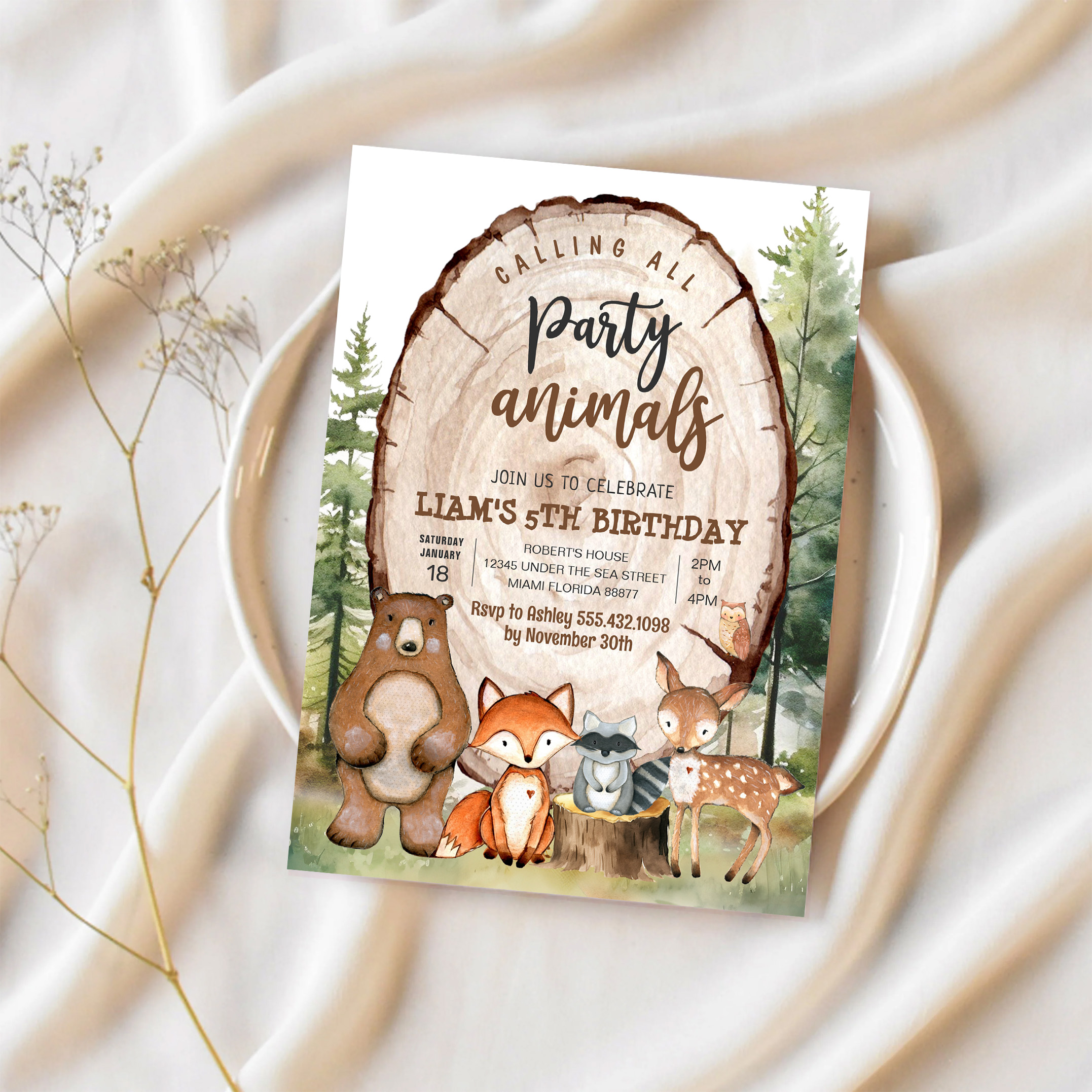 Woodland Animals Party Forest Birthday Invitation - Image 2