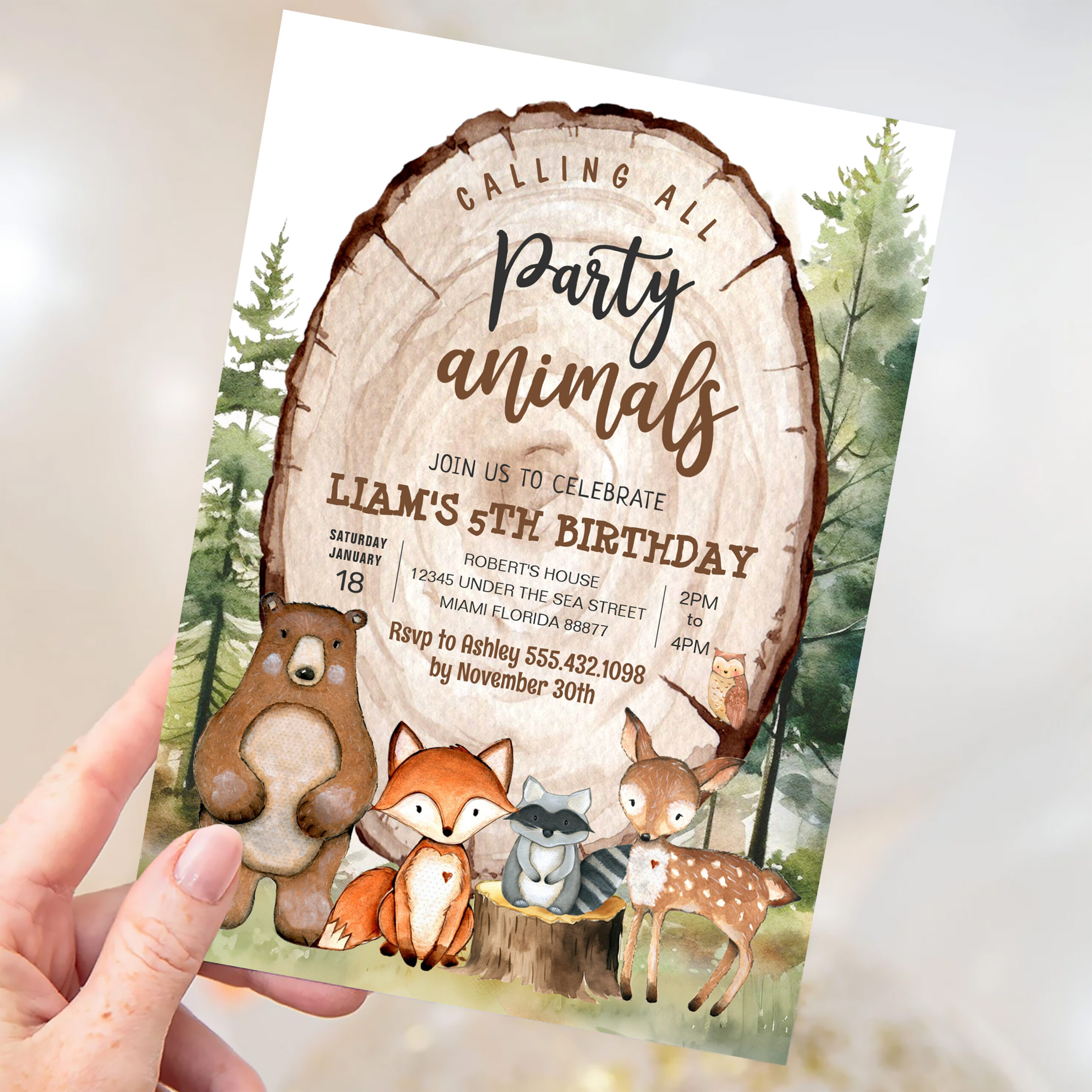 Woodland Animals Party Forest Birthday Invitation - Image 3