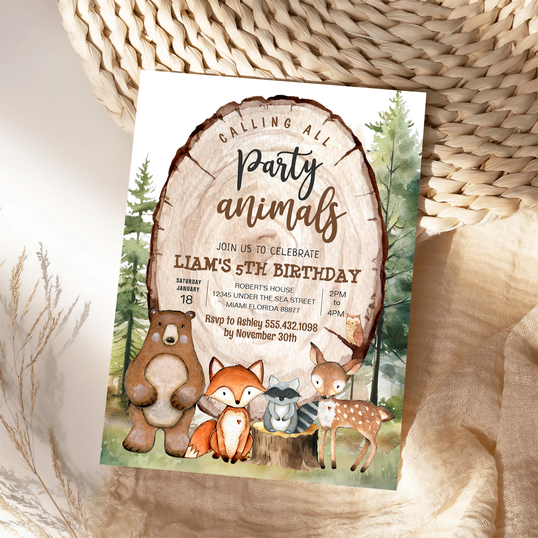 Woodland Animals Party Forest Birthday Invitation - Image 4