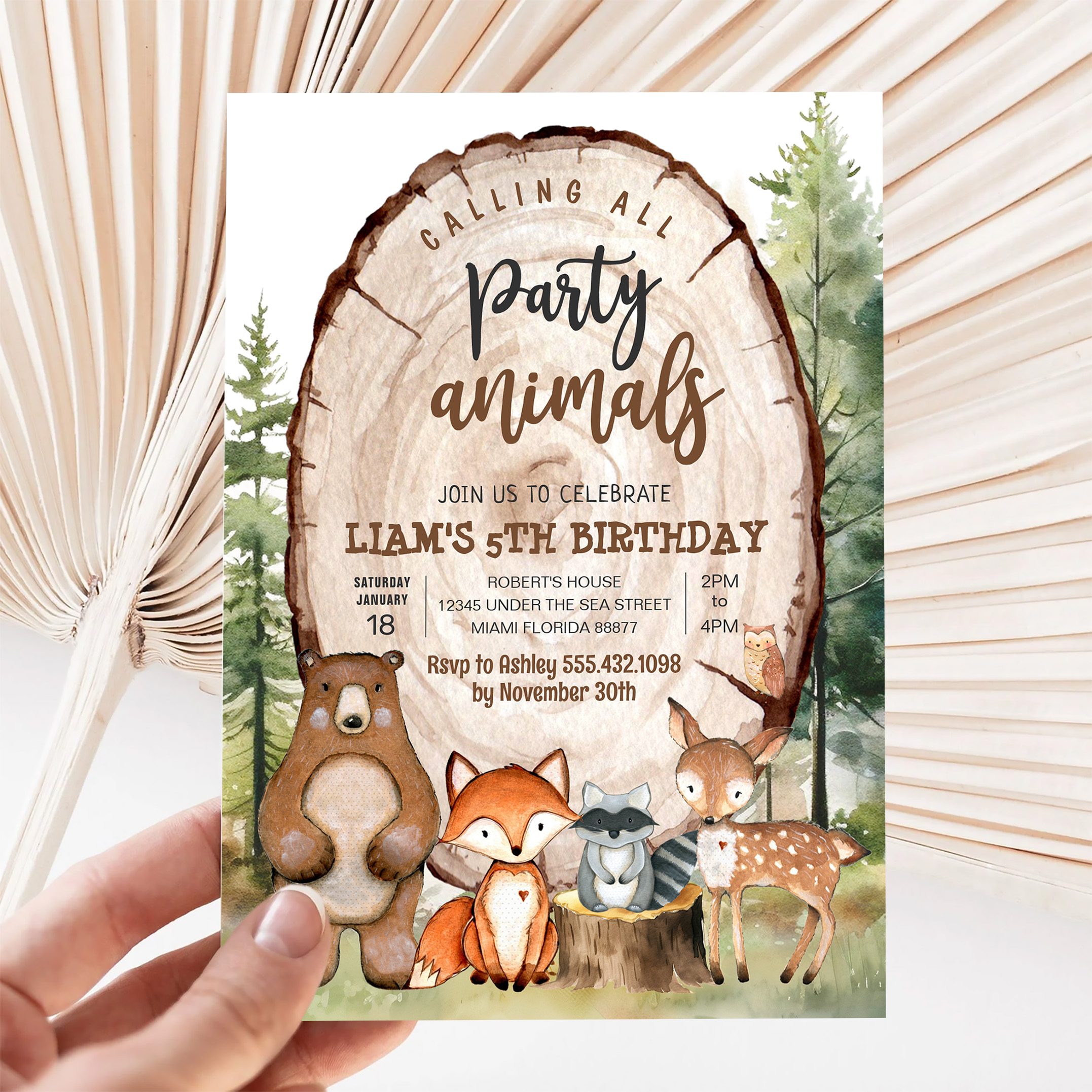 Woodland Animals Party Forest Birthday Invitation - Image 5