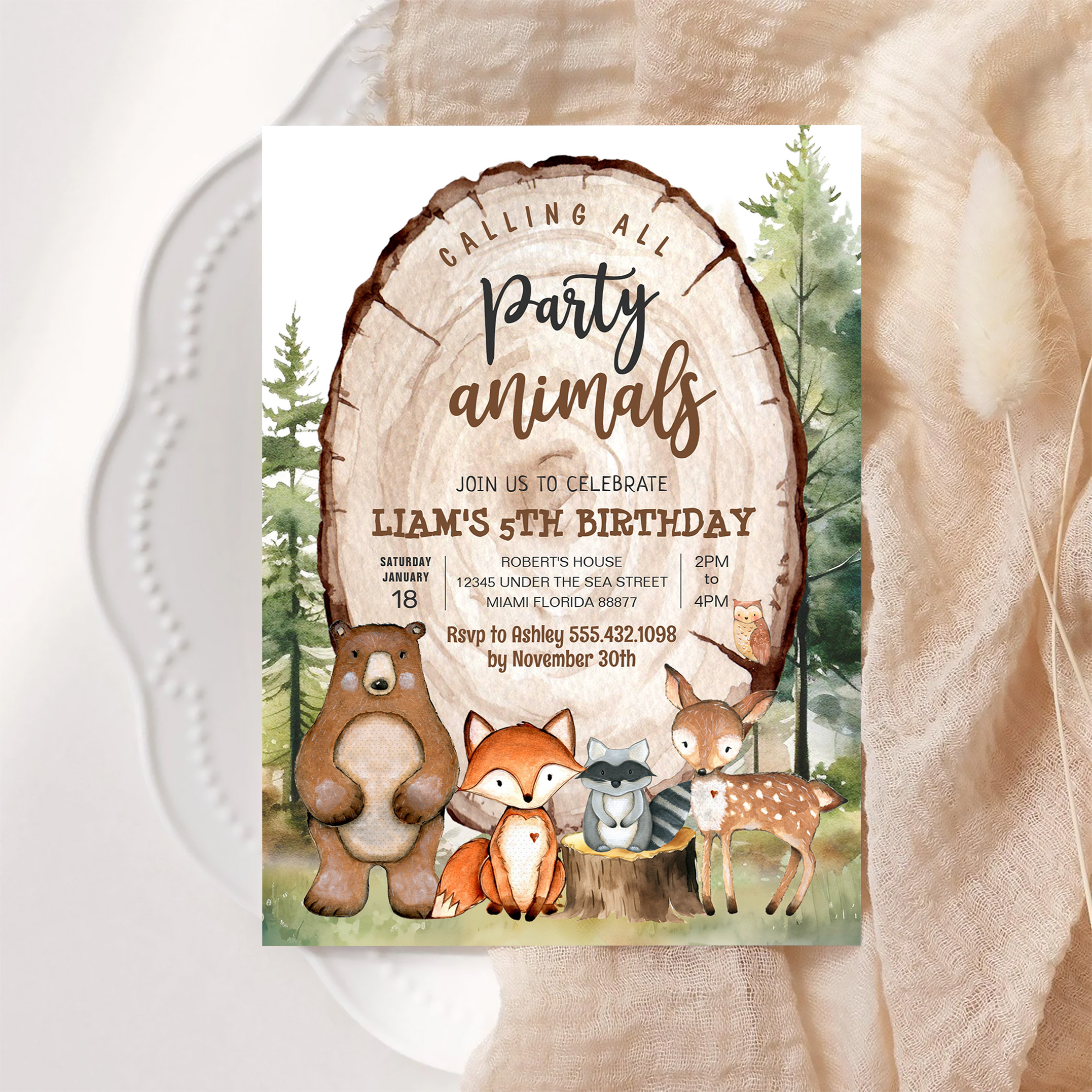 Woodland Animals Party Forest Birthday Invitation - Image 6