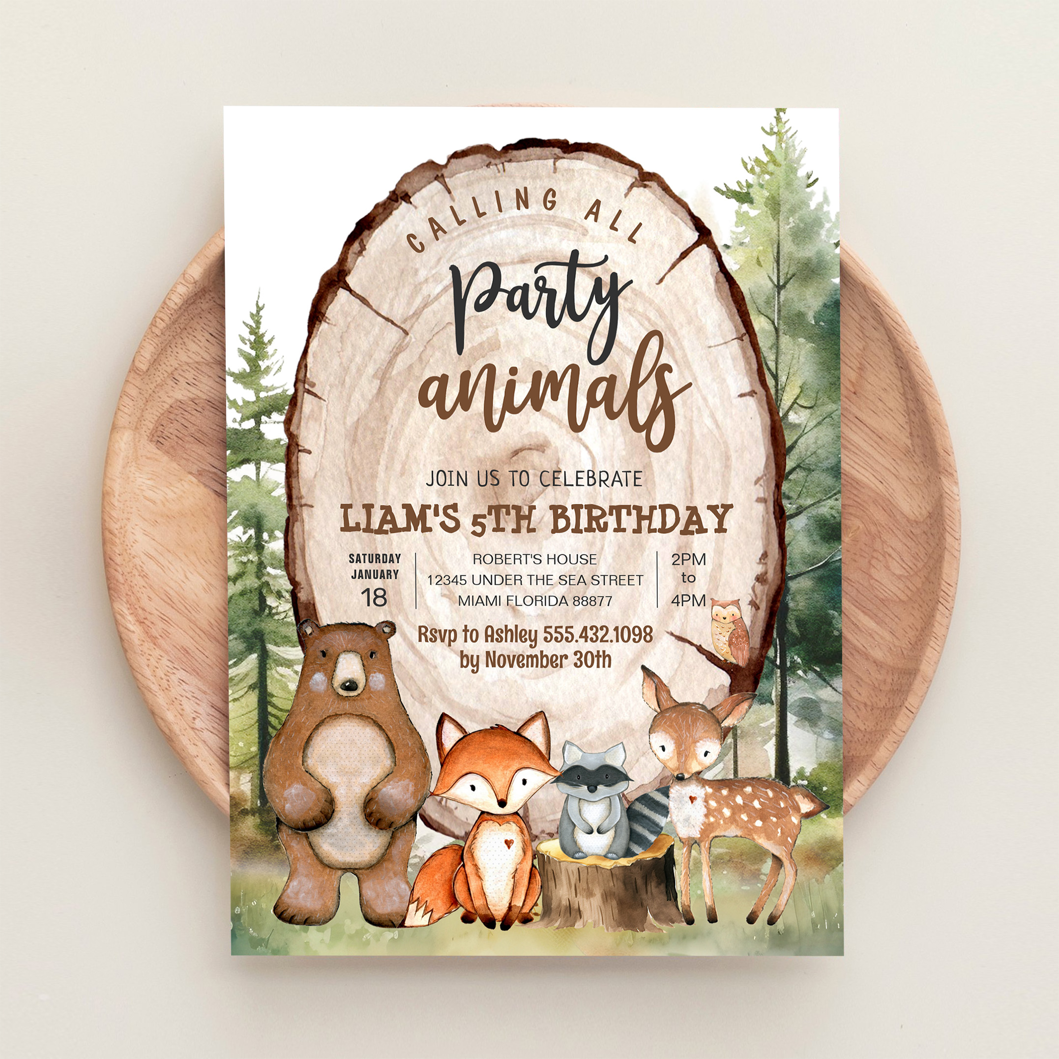 Woodland Animals Party Forest Birthday Invitation - Image 7