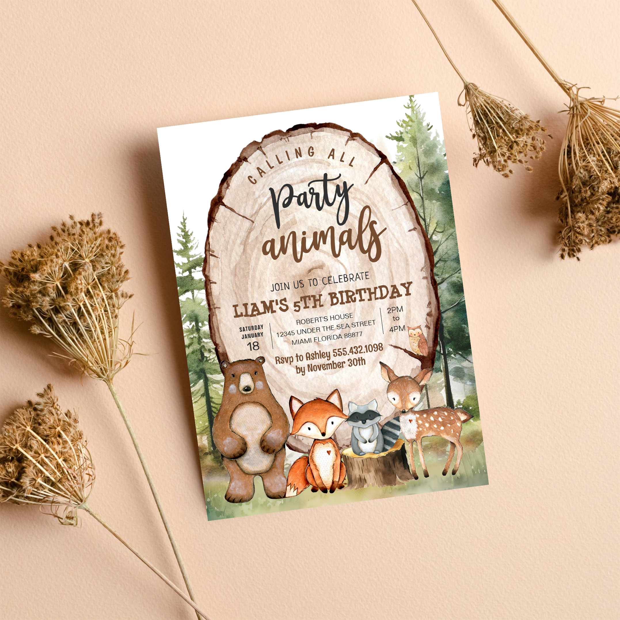 Woodland Animals Party Forest Birthday Invitation - Image 8