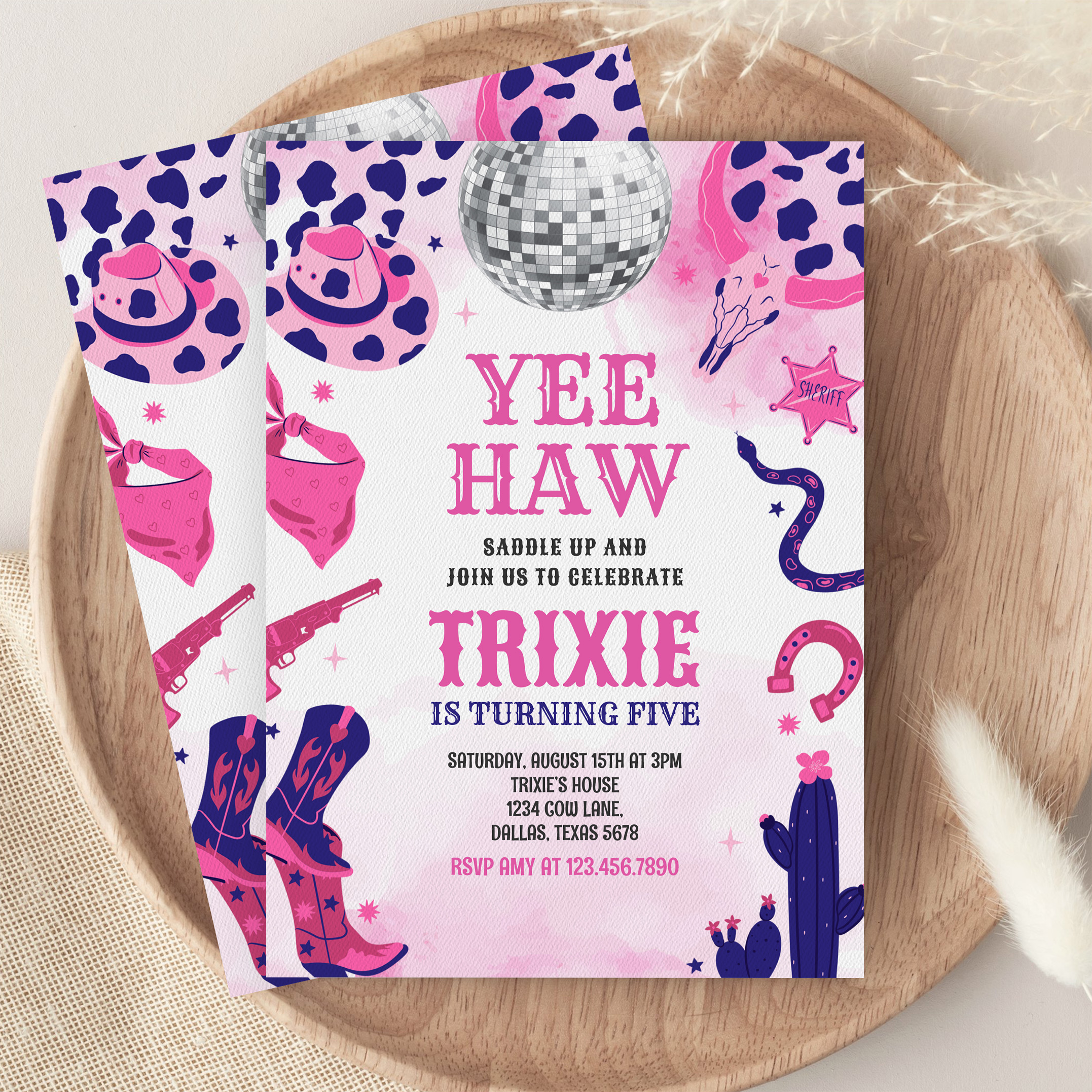 Yee Haw Cowgirl Disco Party Space Cowgirl Birthday Invitation - Image 9