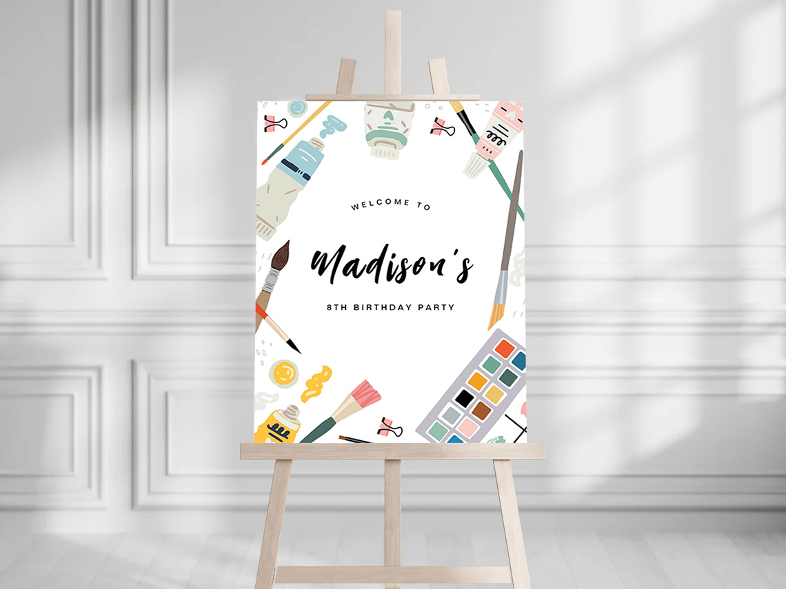 Art Painting Party Birthday Welcome Sign - Image 2