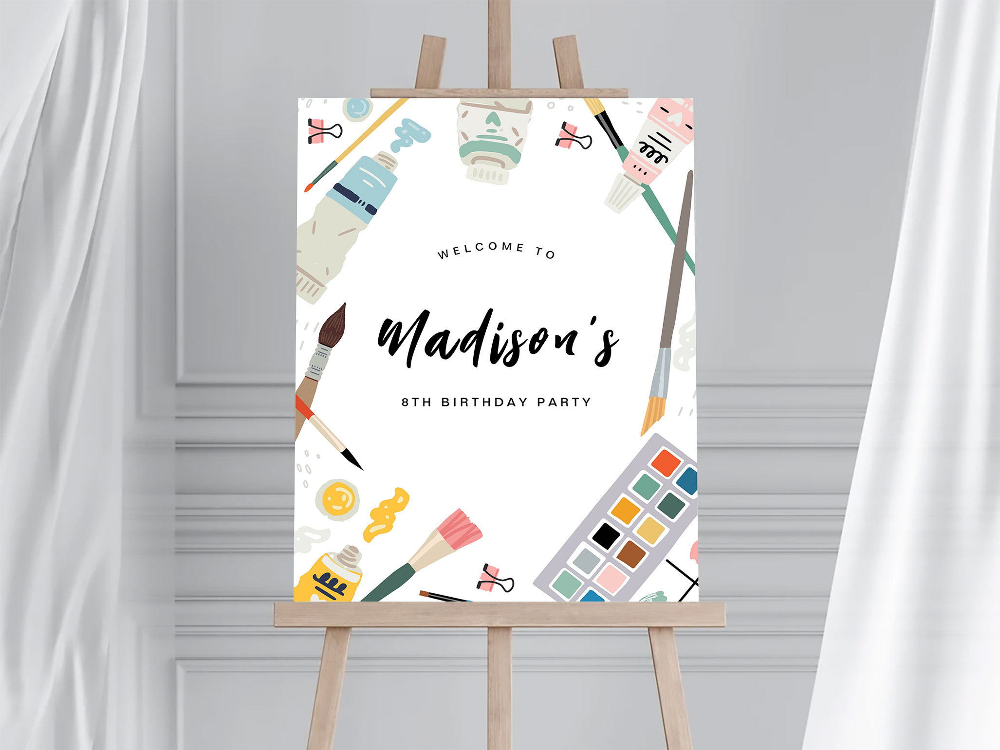 Art Painting Party Birthday Welcome Sign - Image 3