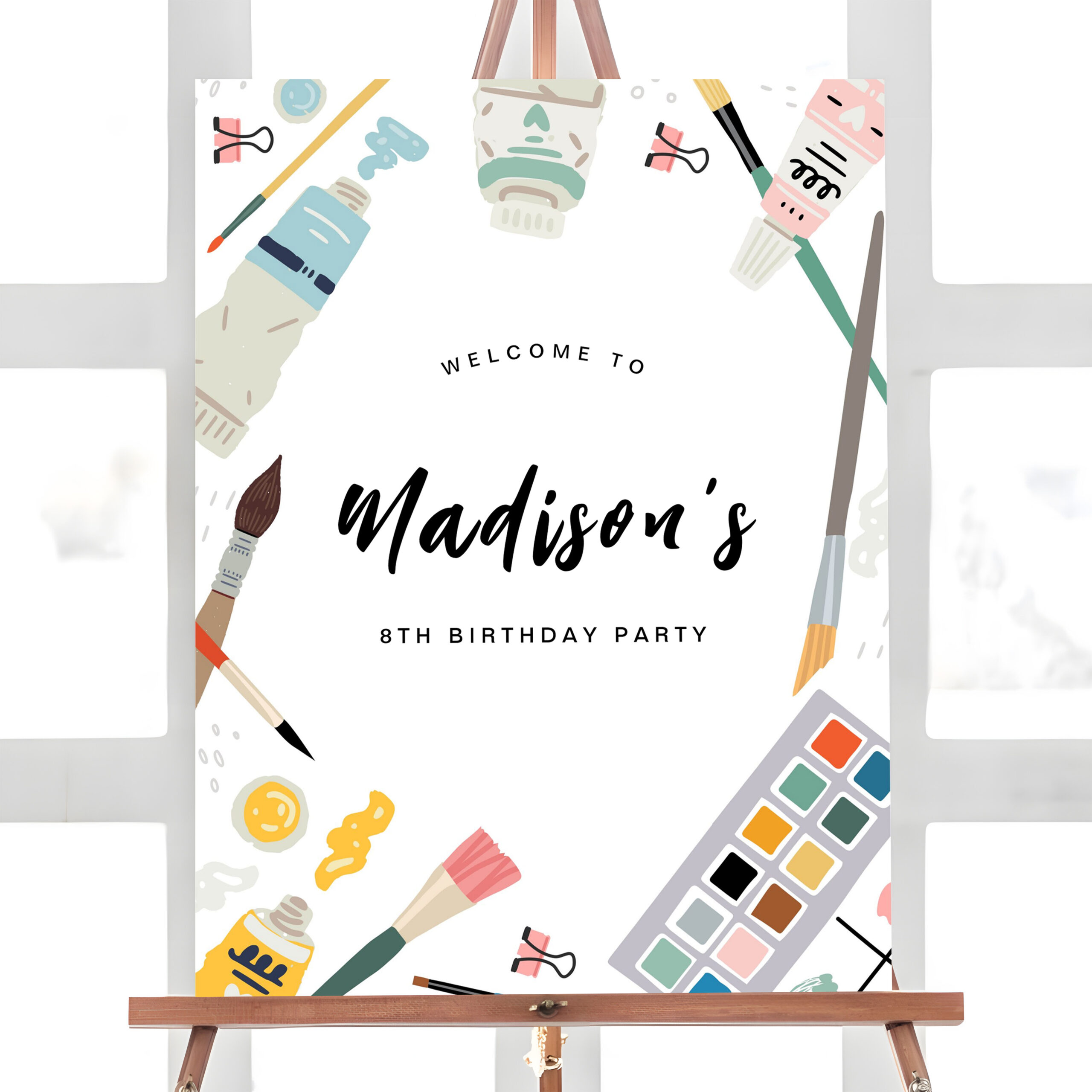 Art Painting Party Birthday Welcome Sign