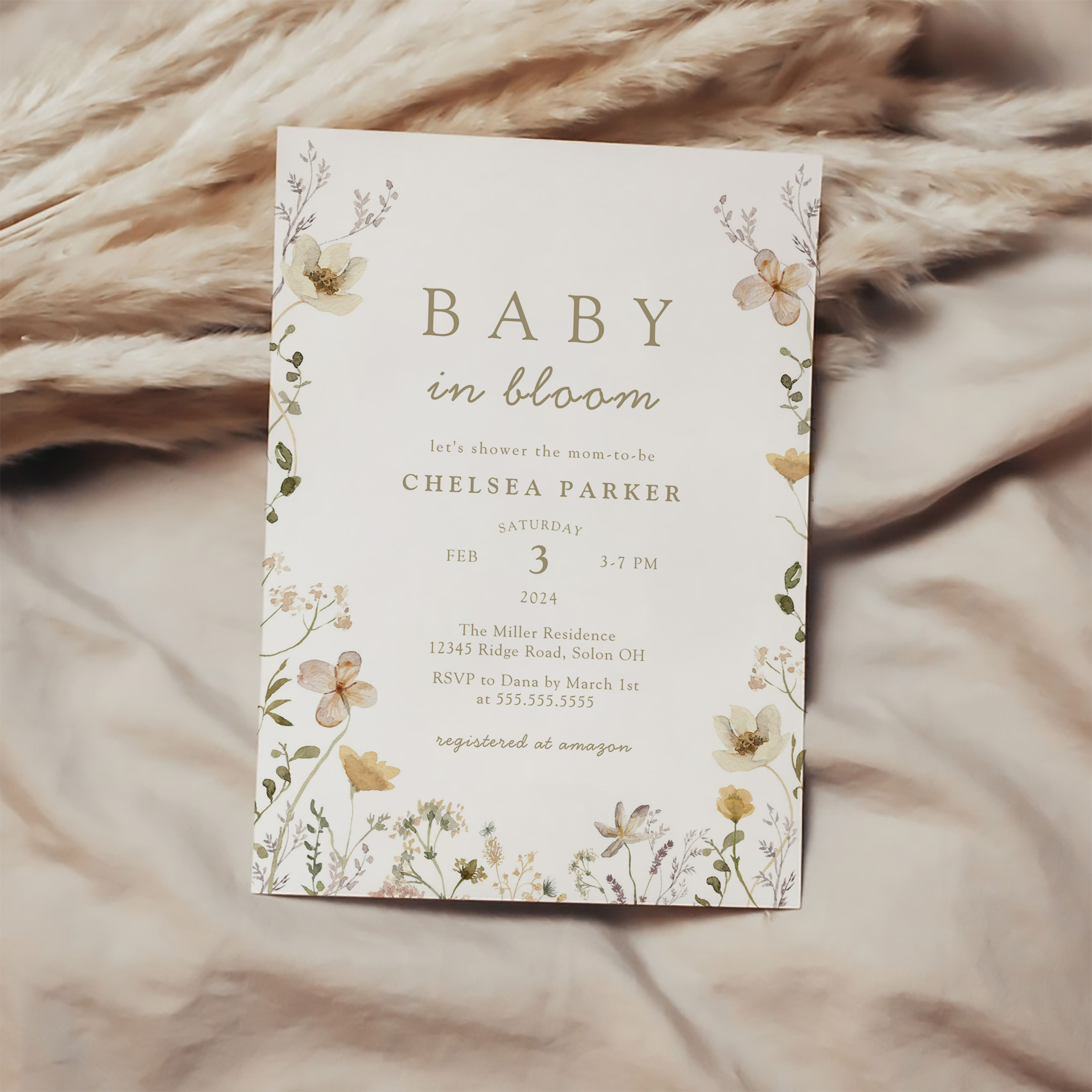 Baby In Bloom Boho Floral Baby Shower Invitation - Image 2