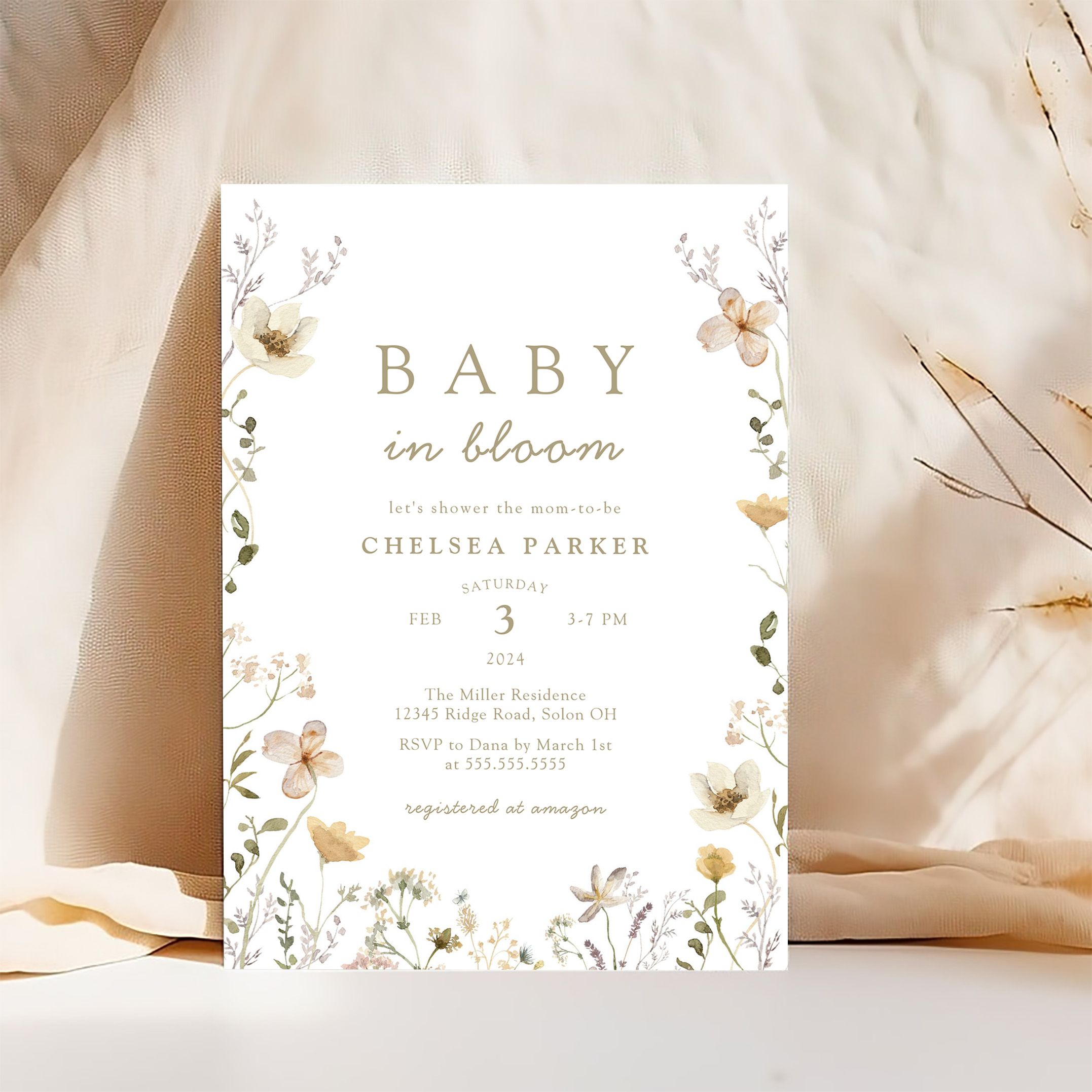 Baby In Bloom Boho Floral Baby Shower Invitation - Image 4