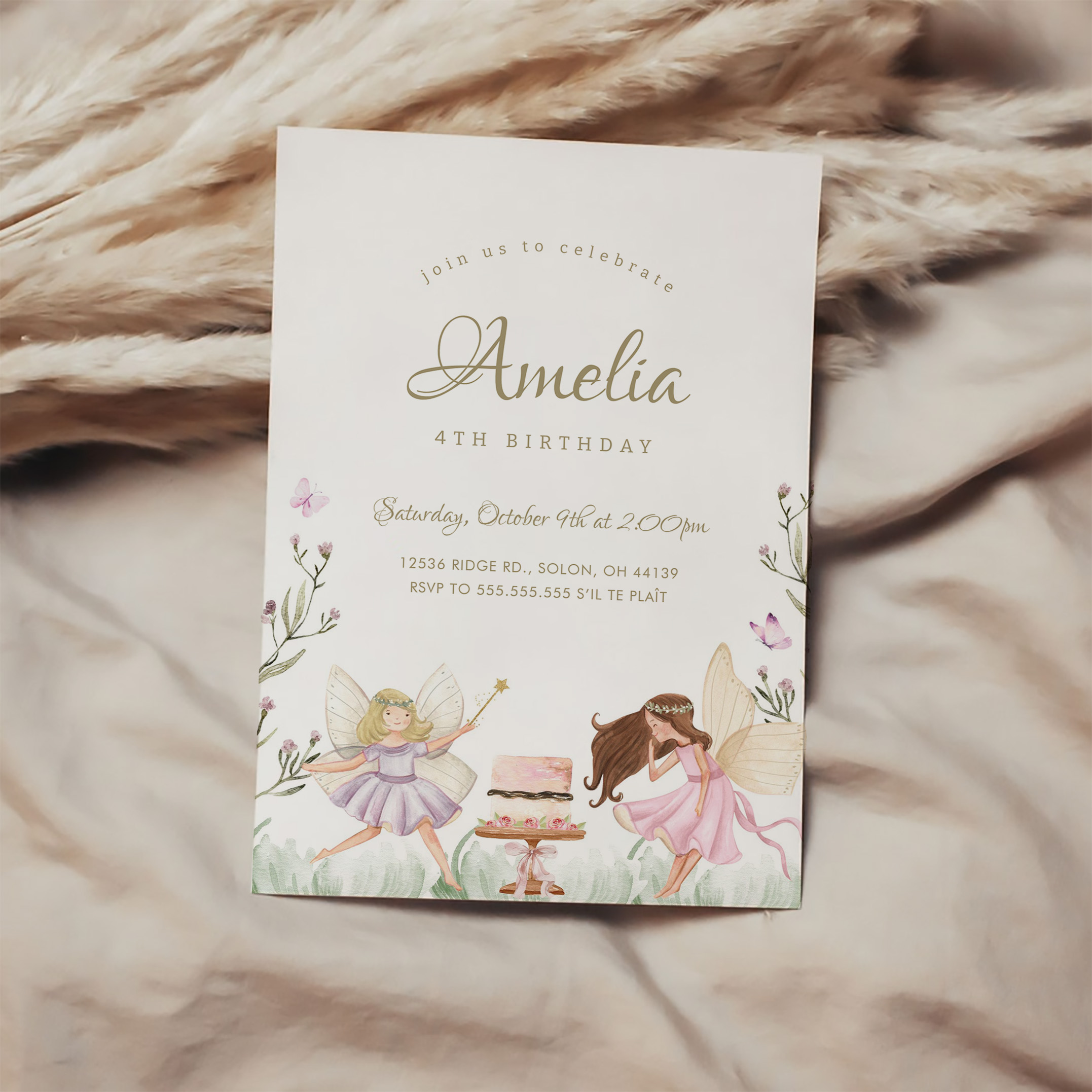 Fairy Garden Girl Birthday Party Invitation - Image 2