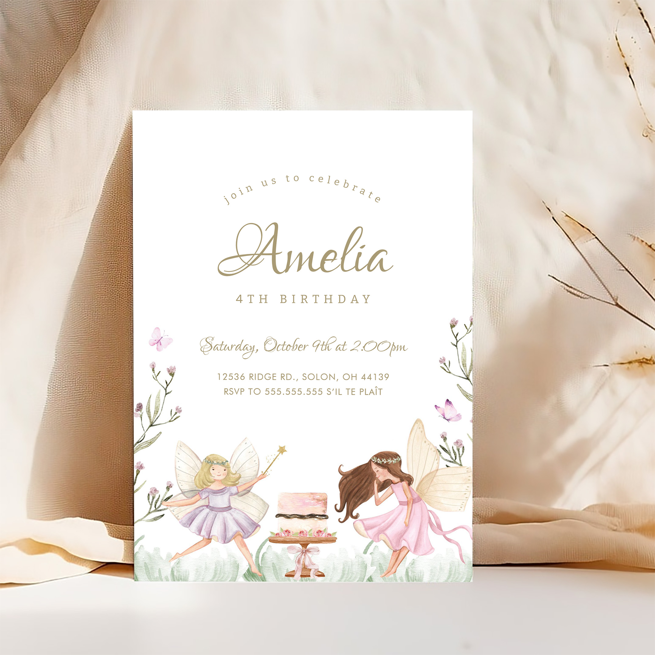 Fairy Garden Girl Birthday Party Invitation - Image 4