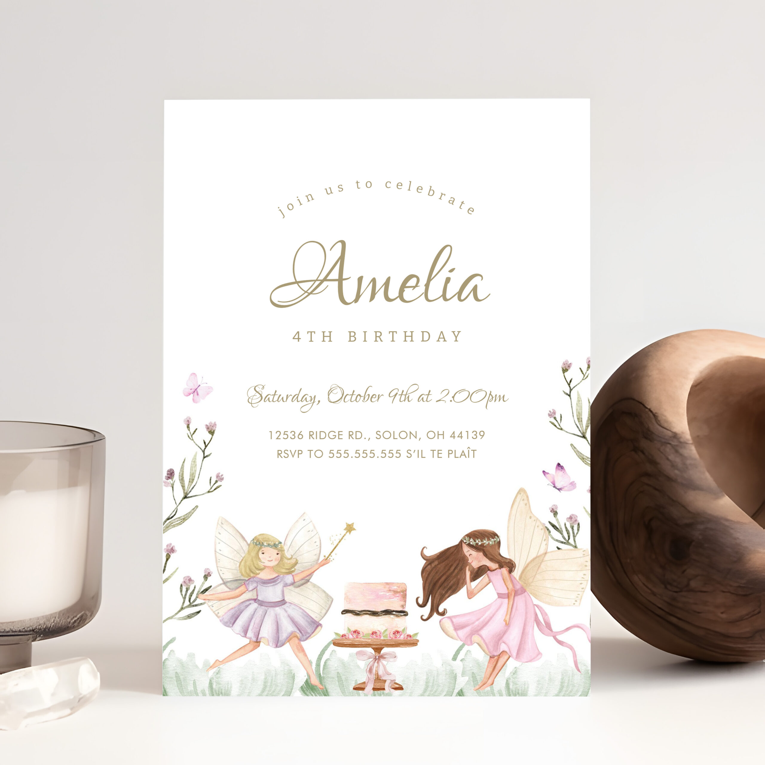 Fairy Garden Girl Birthday Party Invitation