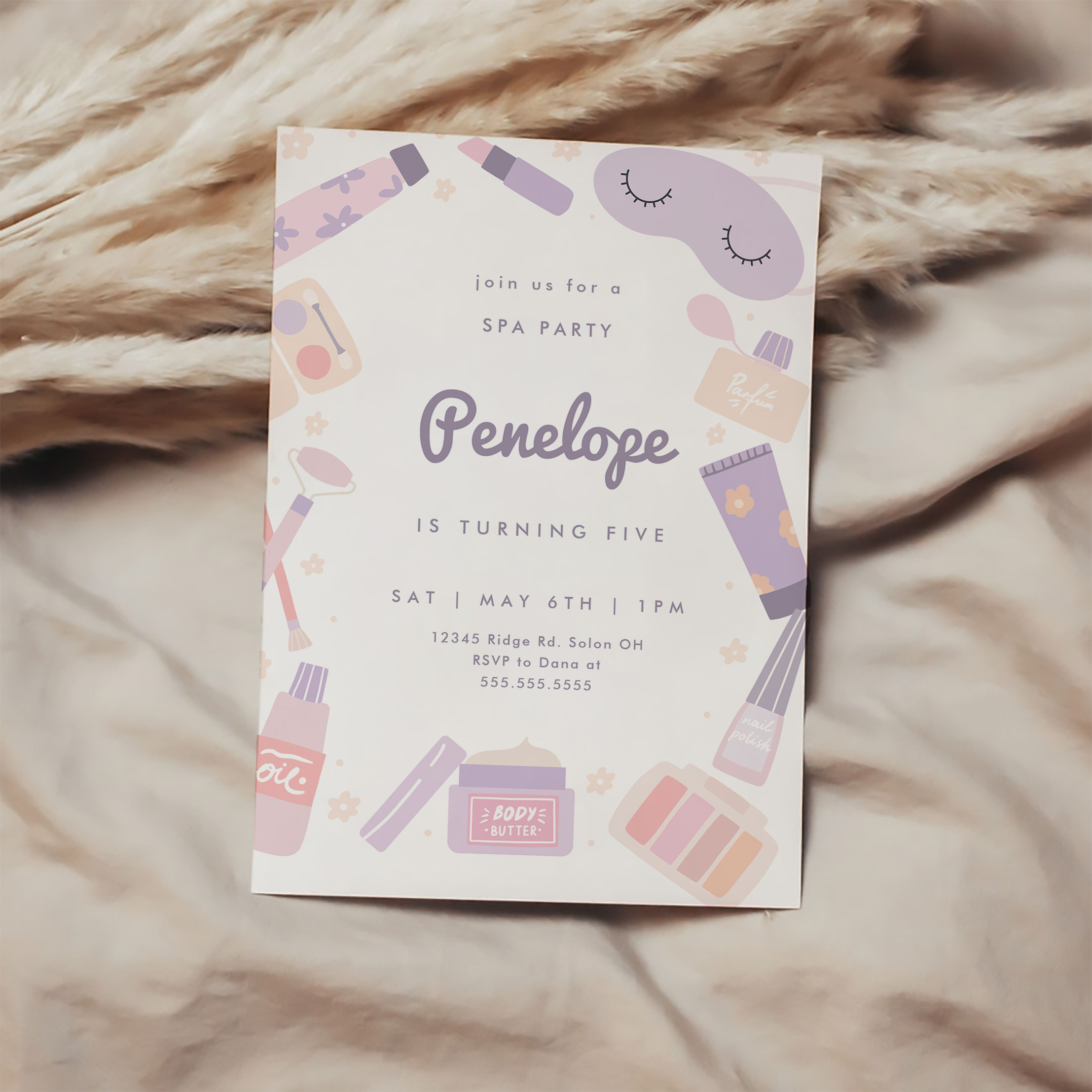 Glam Makeup Girl Spa Party Birthday Invitation - Image 2