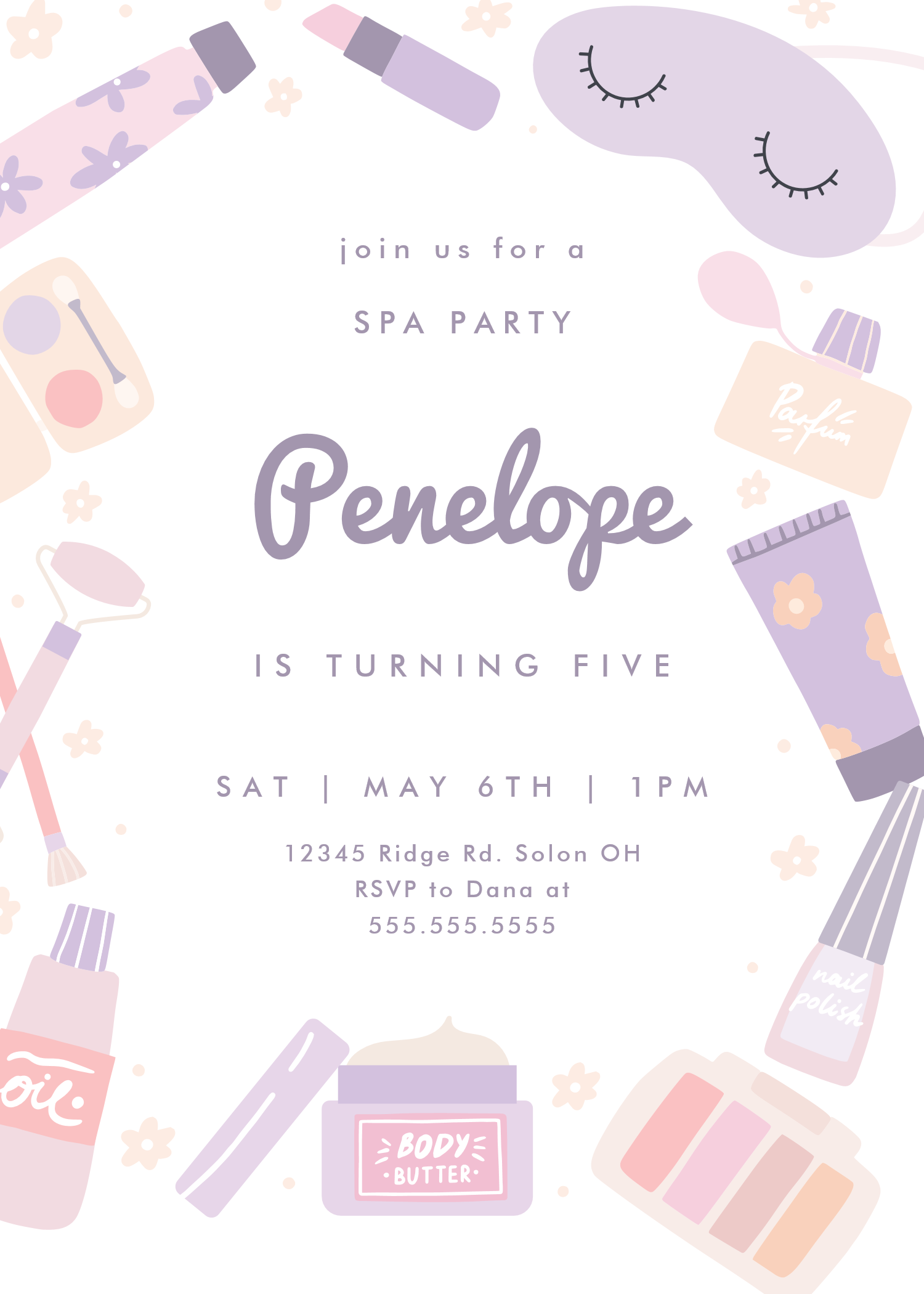 Glam Makeup Girl Spa Party Birthday Invitation - Image 5