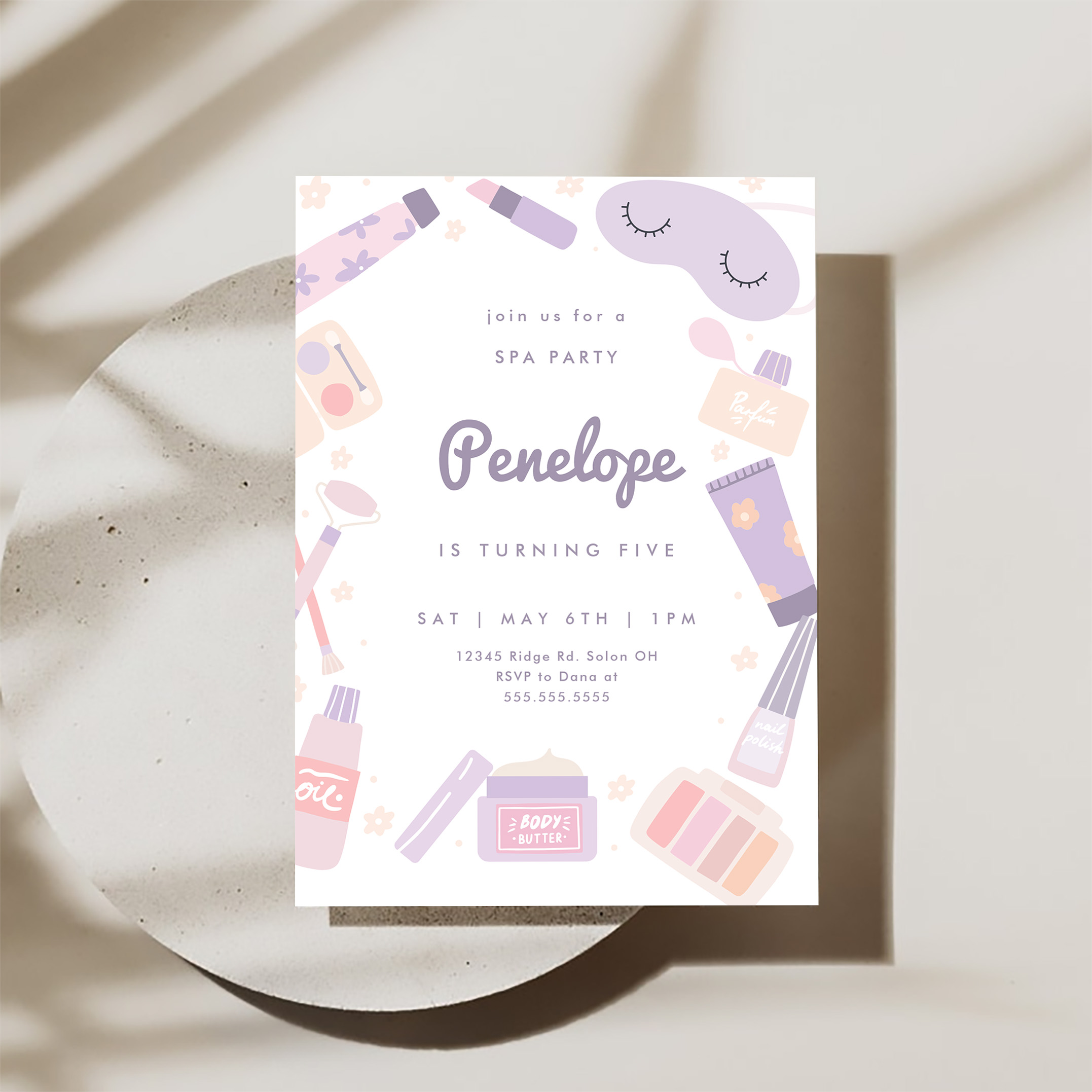 Glam Makeup Girl Spa Party Birthday Invitation - Image 3