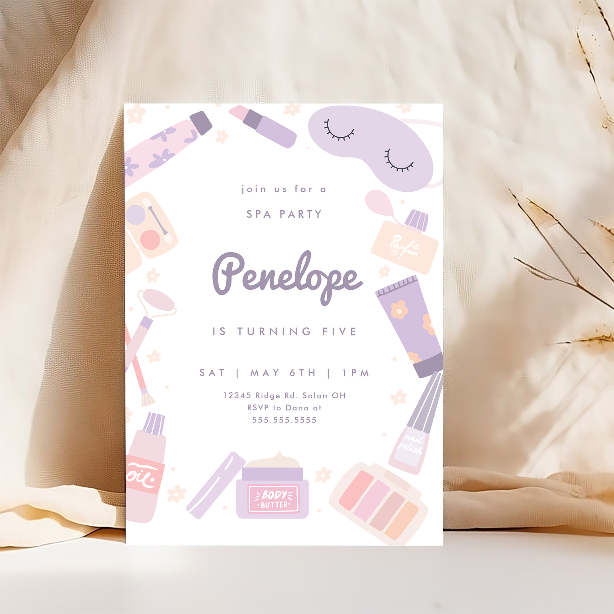 Glam Makeup Girl Spa Party Birthday Invitation - Image 4