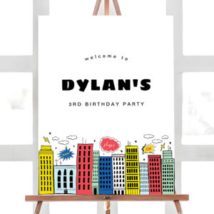 Modern Superhero Decorations Birthday Welcome Sign