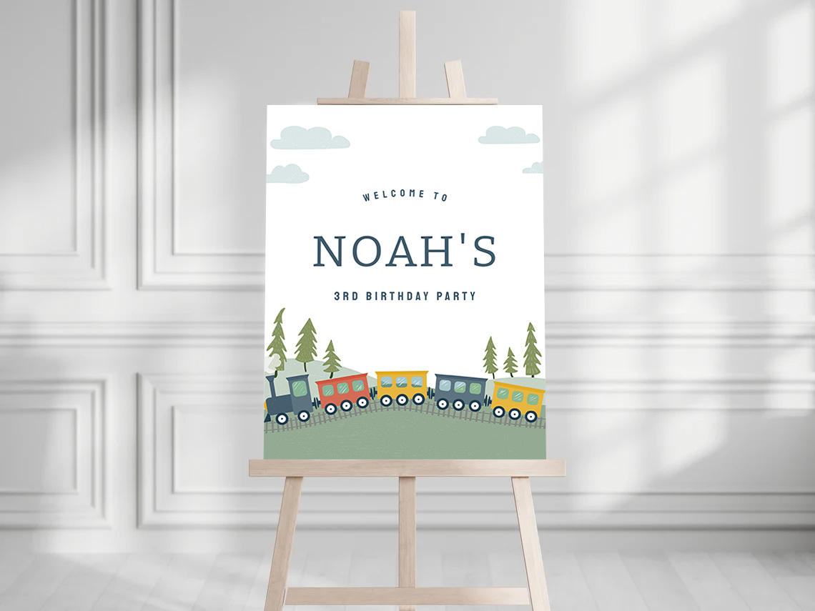 Modern Train Birthday Welcome Sign - Image 2