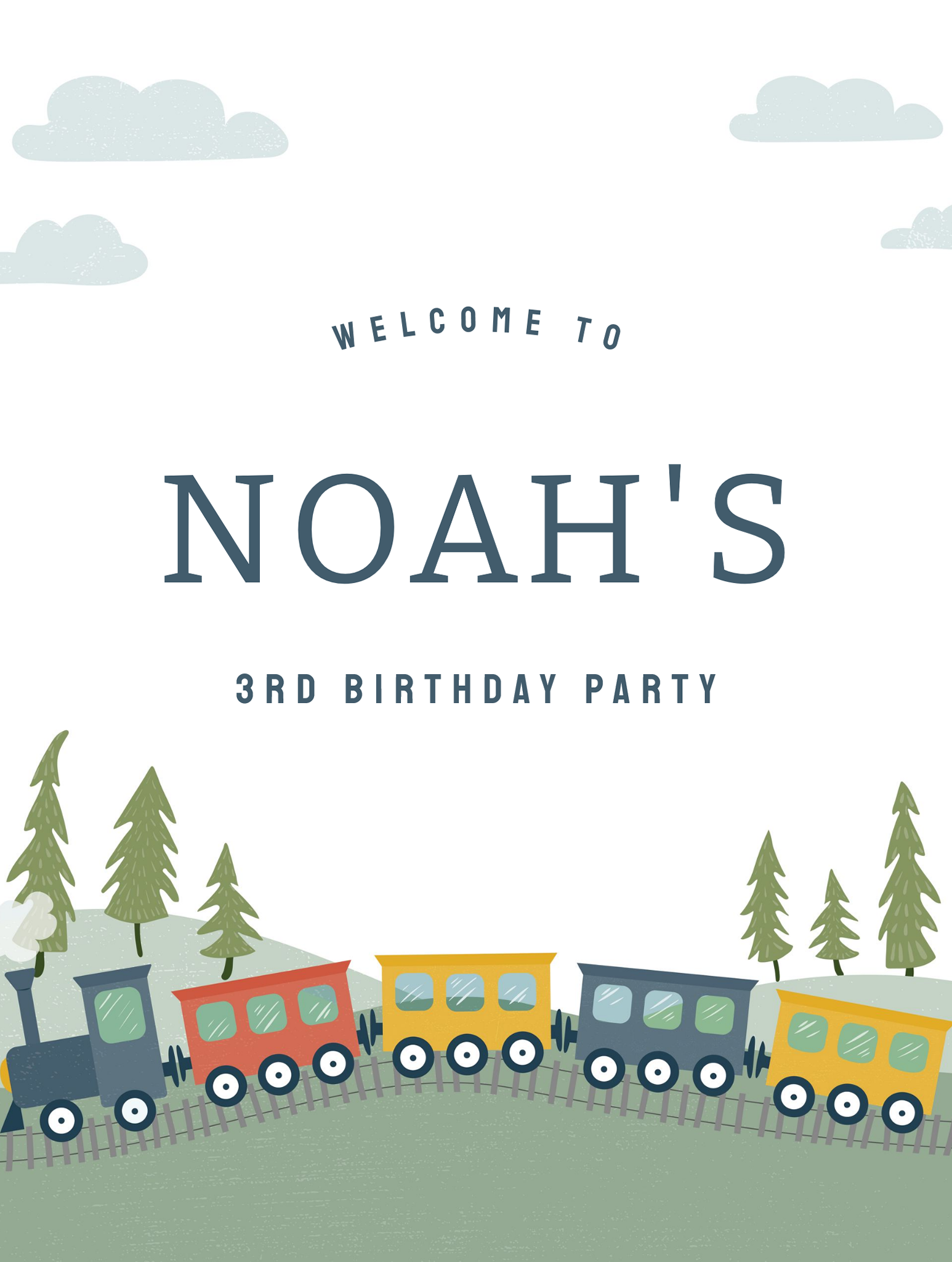 Modern Train Birthday Welcome Sign - Image 5