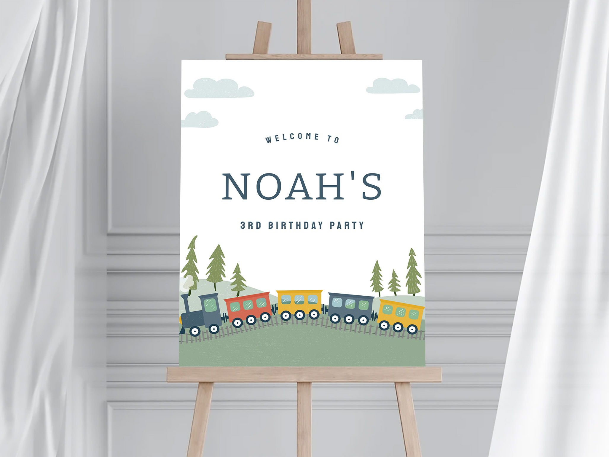 Modern Train Birthday Welcome Sign - Image 3