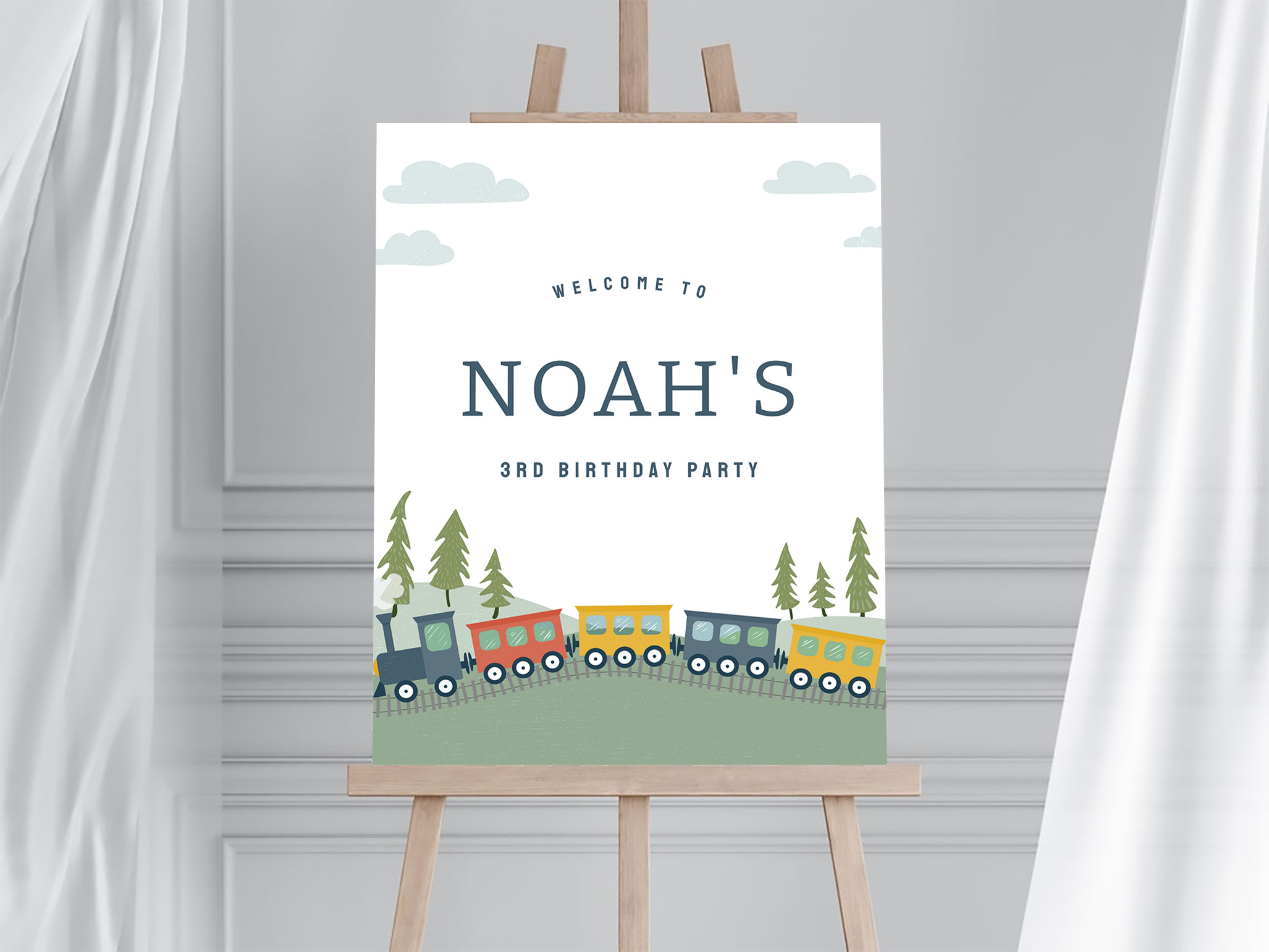 Modern Train Birthday Welcome Sign - Image 4