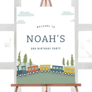 Modern Train Birthday Welcome Sign