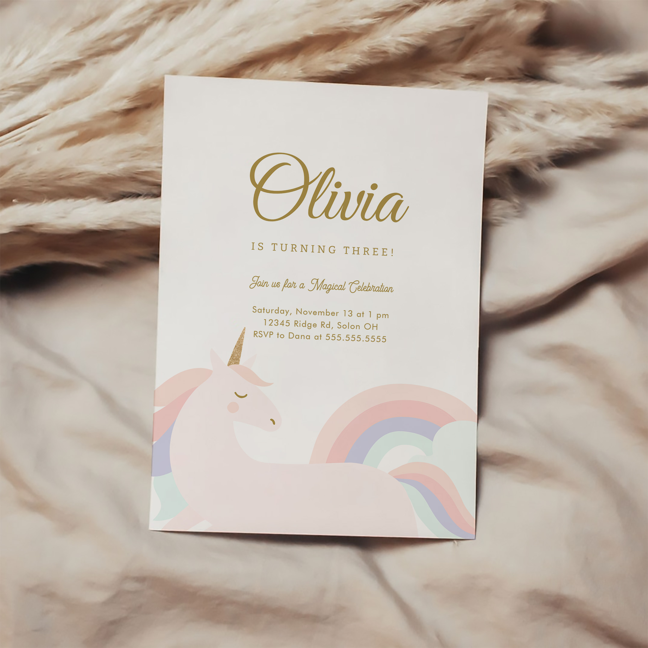 Unicorn And Rainbow Pastel Unicorn Birthday Invitation - Image 2