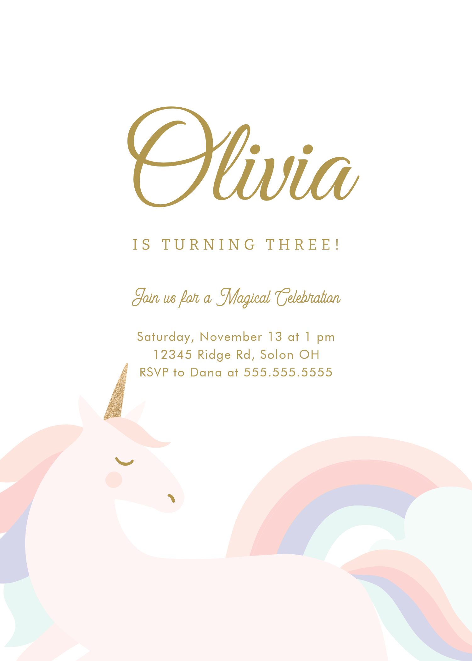 Unicorn And Rainbow Pastel Unicorn Birthday Invitation - Image 5