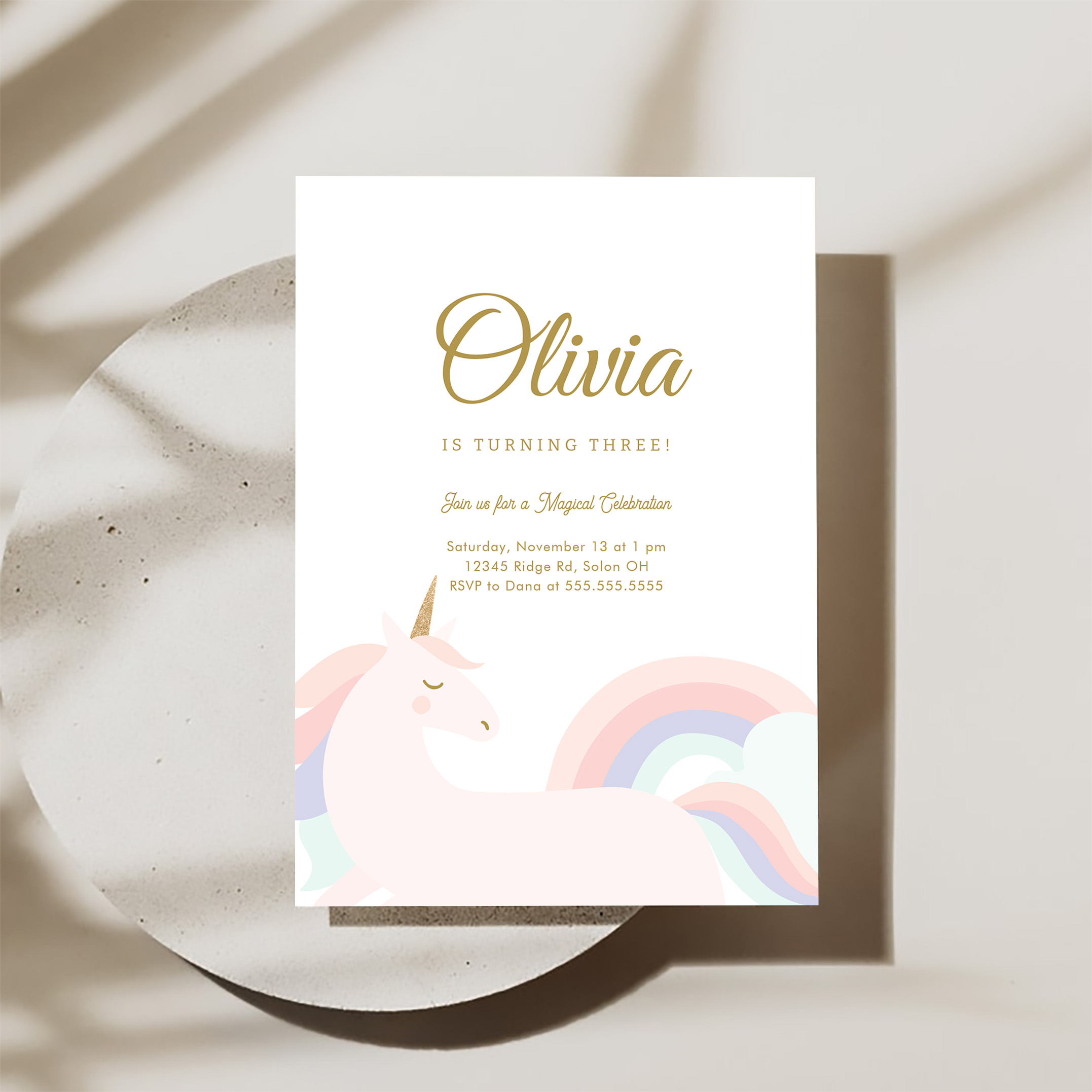 Unicorn And Rainbow Pastel Unicorn Birthday Invitation - Image 3