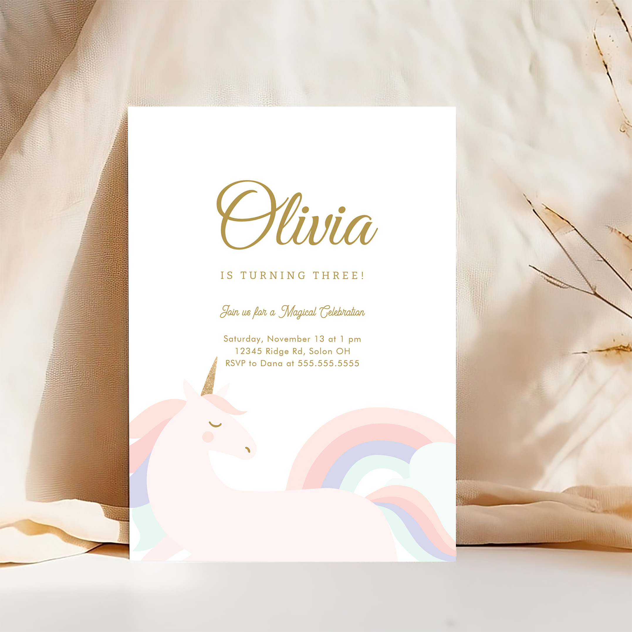 Unicorn And Rainbow Pastel Unicorn Birthday Invitation - Image 4