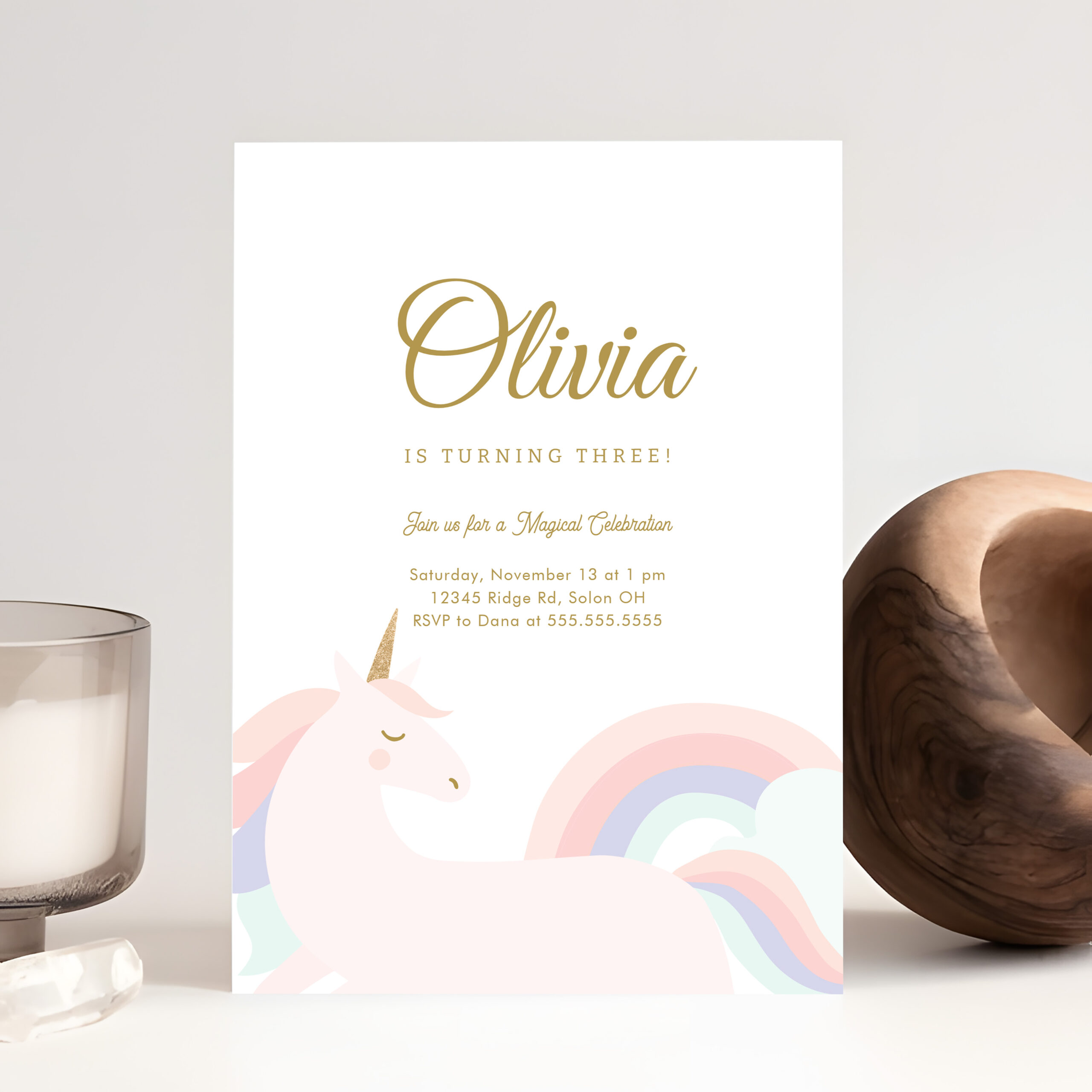 Unicorn And Rainbow Pastel Unicorn Birthday Invitation