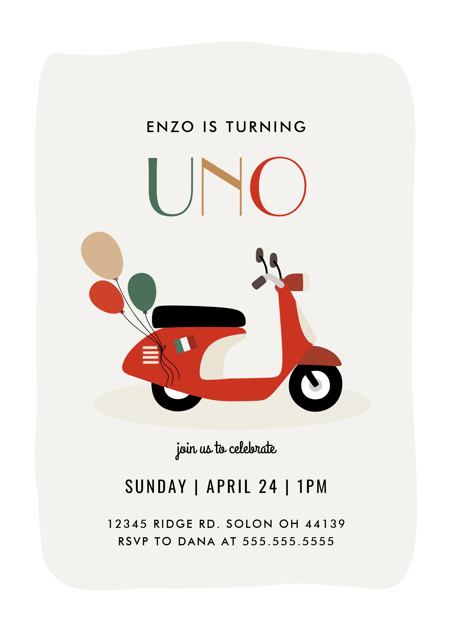 Vespa Scooter Italian Uno Birthday Invitation - Image 5