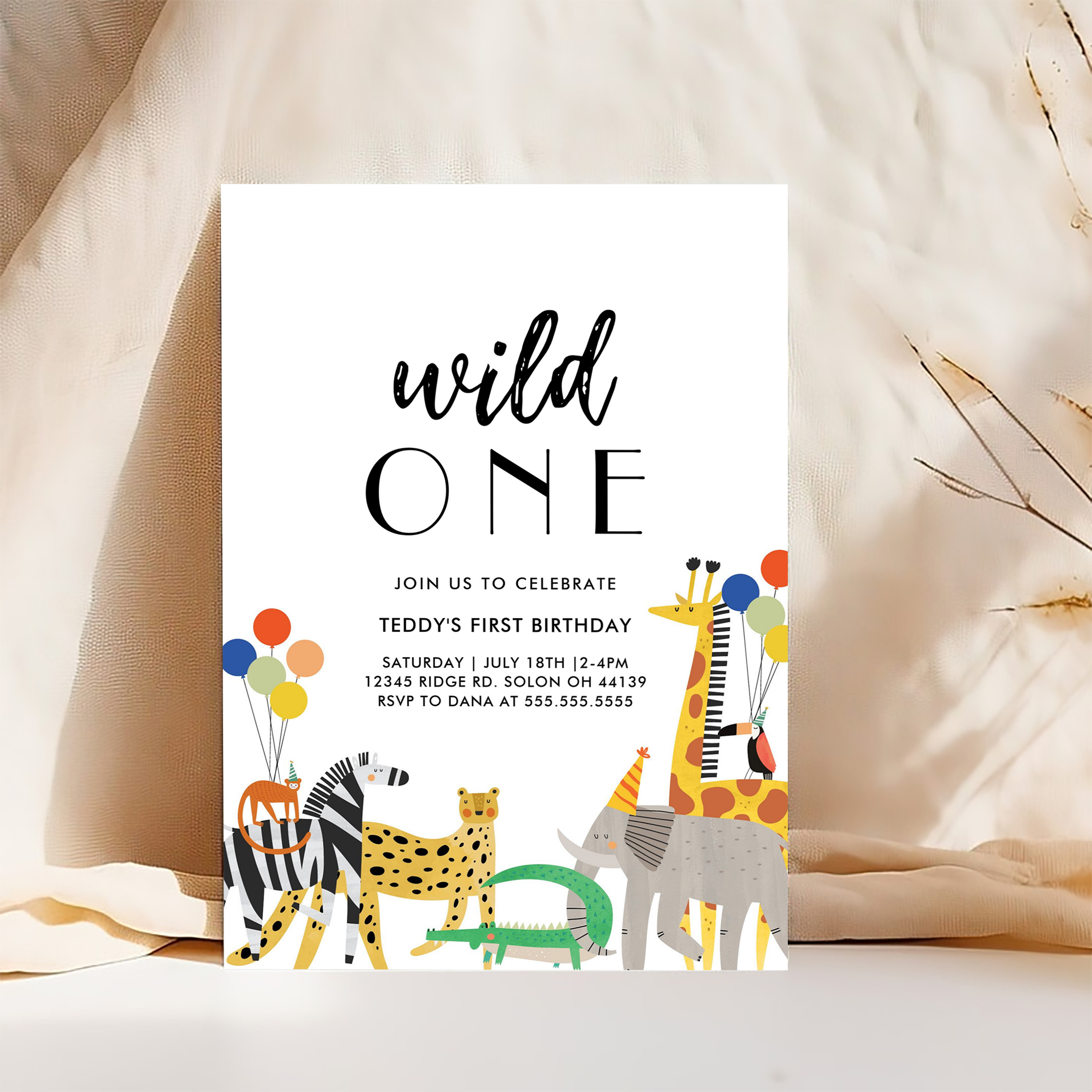Wild One Safari Animal 1St Birthday Invitation - Image 4